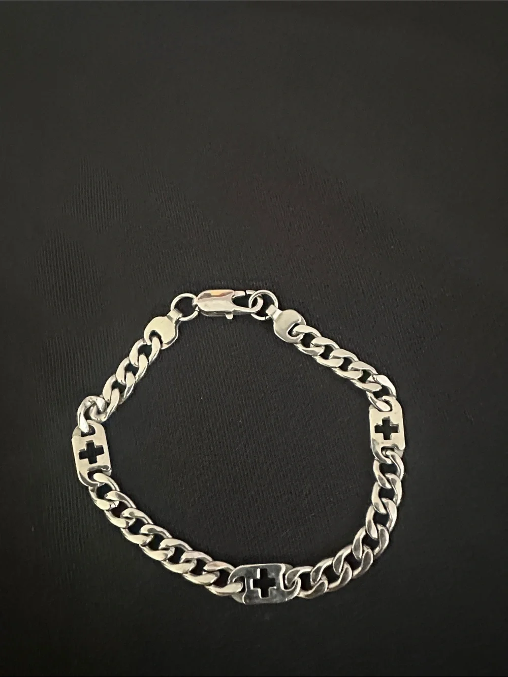 Silver Cross Link Men's Bracelet - Unbranded